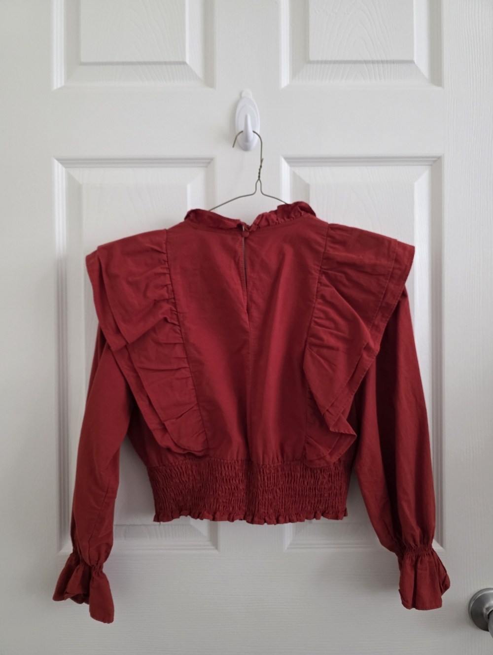 Zara Rust Ruffled Crop Blouse - Picture 6 of 9